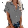 thumbnail image 1 of Sonducket Camisa de manga corta con cuello de solapa y botones para mujer Prendas para la parte del cuerpo Gris S Sonducket AP002111-01, 1 of 3