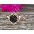 thumbnail image 4 of Milgrain Cushion Cut Black Diamond Moissanite Engagement Ring 2.05 Carat Glaring Wedding Ring 10k Rose Gold Floral Art Deco, 4 of 6