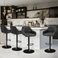 thumbnail image 4 of Alden Design Adjustable Vintage Faux Leather Bar Stools with Backrest, Set of 2, Black, 4 of 12