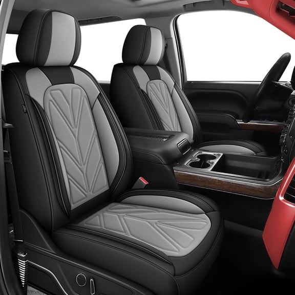 Seat Covers Fit for Chevy Silverado GMC Sierra 1500 2500HD 3500HD 2007-2024 2025 2026 - Waterproof Faux Leather Car 5 Seats Seat Cover