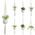 thumbnail image 2 of Macrame Hanger - 41.3" Indoor Hanging Planter Basket with Wood Beads, Decorative Wall Hanger for Pots Up to 10", 2 of 6