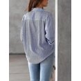 thumbnail image 4 of Womens Striped Button Down Shirts Long Sleeve Collared Business Office Work Blouses Shirts Tops with Pocket, 4 of 5