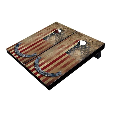 Skip's Garage We The People Flag Solid Wood Cornhole Board Set