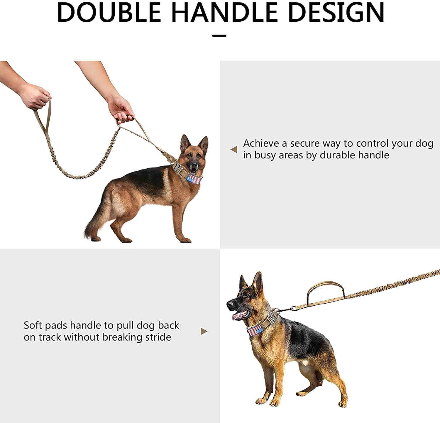 Tactical Dog Collar, Adjustable Military Training Nylon Dog Collar with Control Handle and Heavy Metal Buckle for Medium and Large Dogs, with Patches and Airtags Case