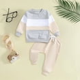 thumbnail image 2 of TOWED22 Toddler Baby Boy Fall Winter Outfit 2pcs Graphic Clothes Long Sleeve Sweatshirt Pants Set Lightweight Outfits Clothing(Light Gray,12-18 M), 2 of 6