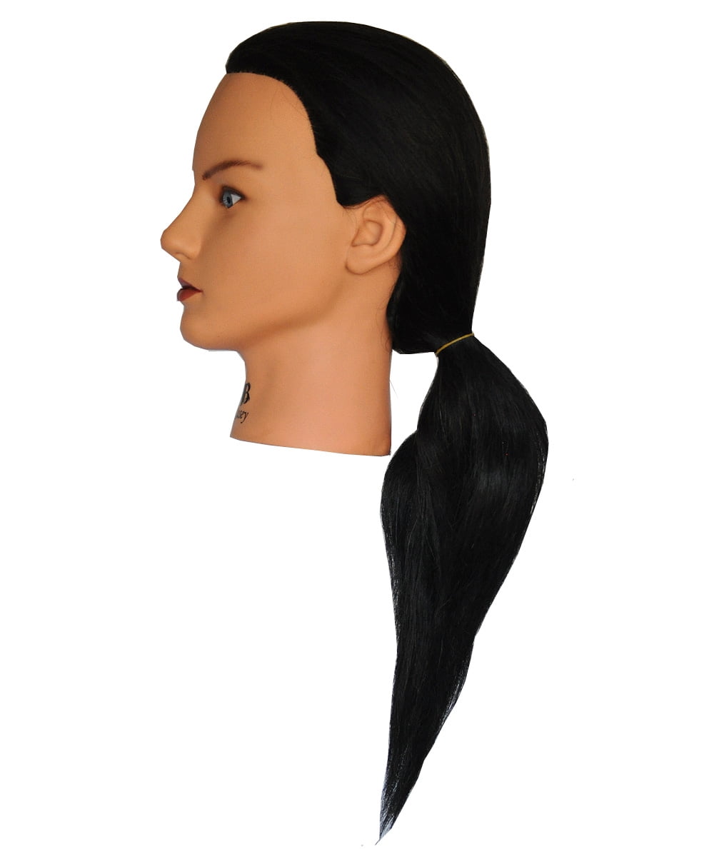 100% Human Hair 18 " Mannequin Head Hairdresser Training Head Manikin Cosmetology Doll Head