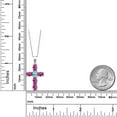 thumbnail image 6 of Gem Stone King 925 Sterling Silver Pink Created Sapphire and Blue Apatite Cross Pendant Necklace for Women | 3.02 Cttw | Gemstone September Birthstone | Oval 6X4MM | With 18 inch Chain, 6 of 6