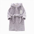 thumbnail image 7 of HFHAPW Boys Girls Robes Kids Toddler Flannel Hooded Bathrobe Pajamas Sleepwear 1T 2T 3T 4T 5T 6T 7T 8T(Grey,7-8 Y), 7 of 7