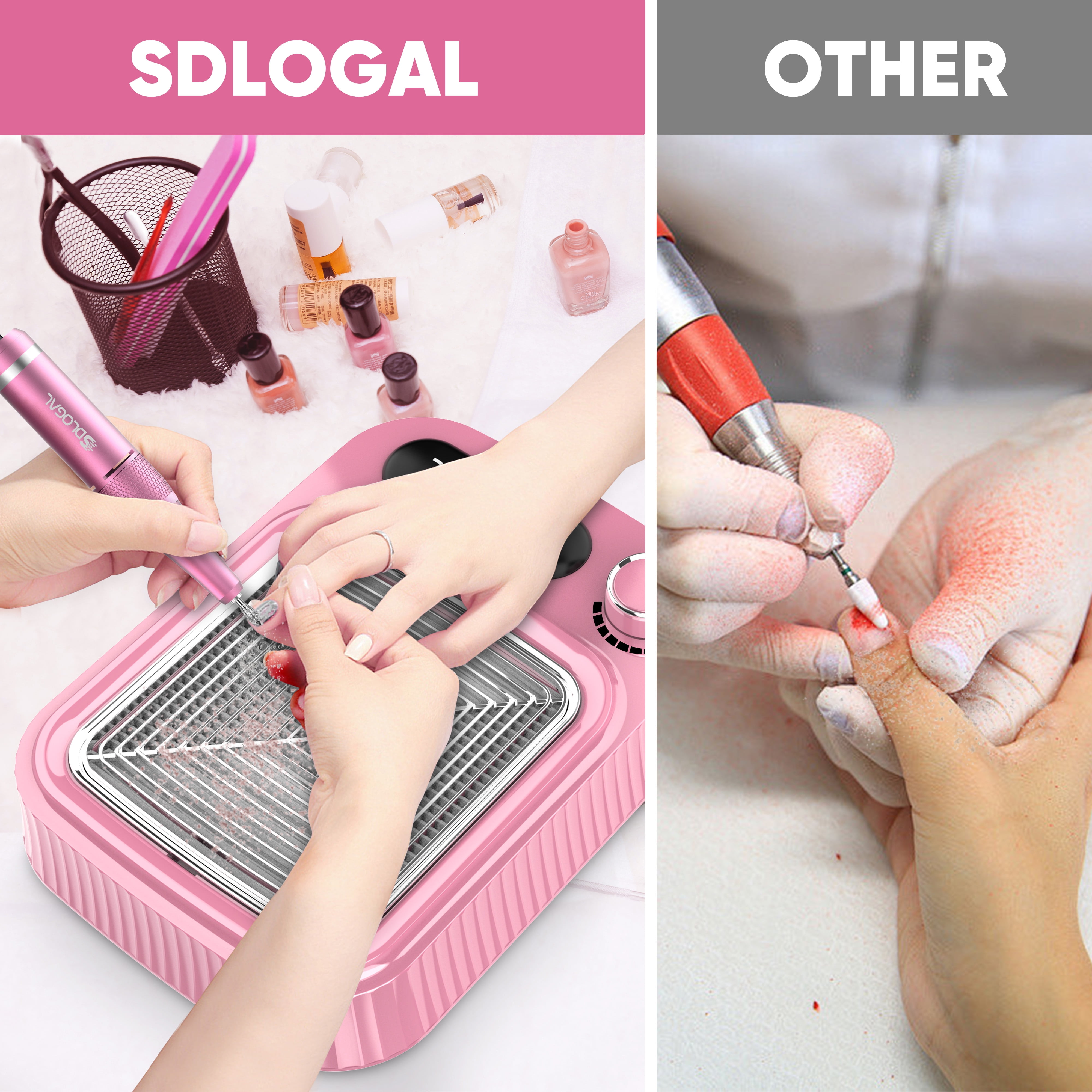 Sdlogal 3-in-1 Electric Nail Drill Polisher with Vacuum Cleaner, 45000 RPM, Polishing,Variable Speed
