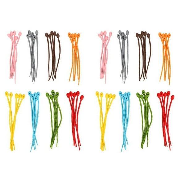 80Pcs Colorful Silicone Ties Bag Clip,, Bread Tie, Reusable Rubber Twist Tie, All-Purpose Silicone Ties