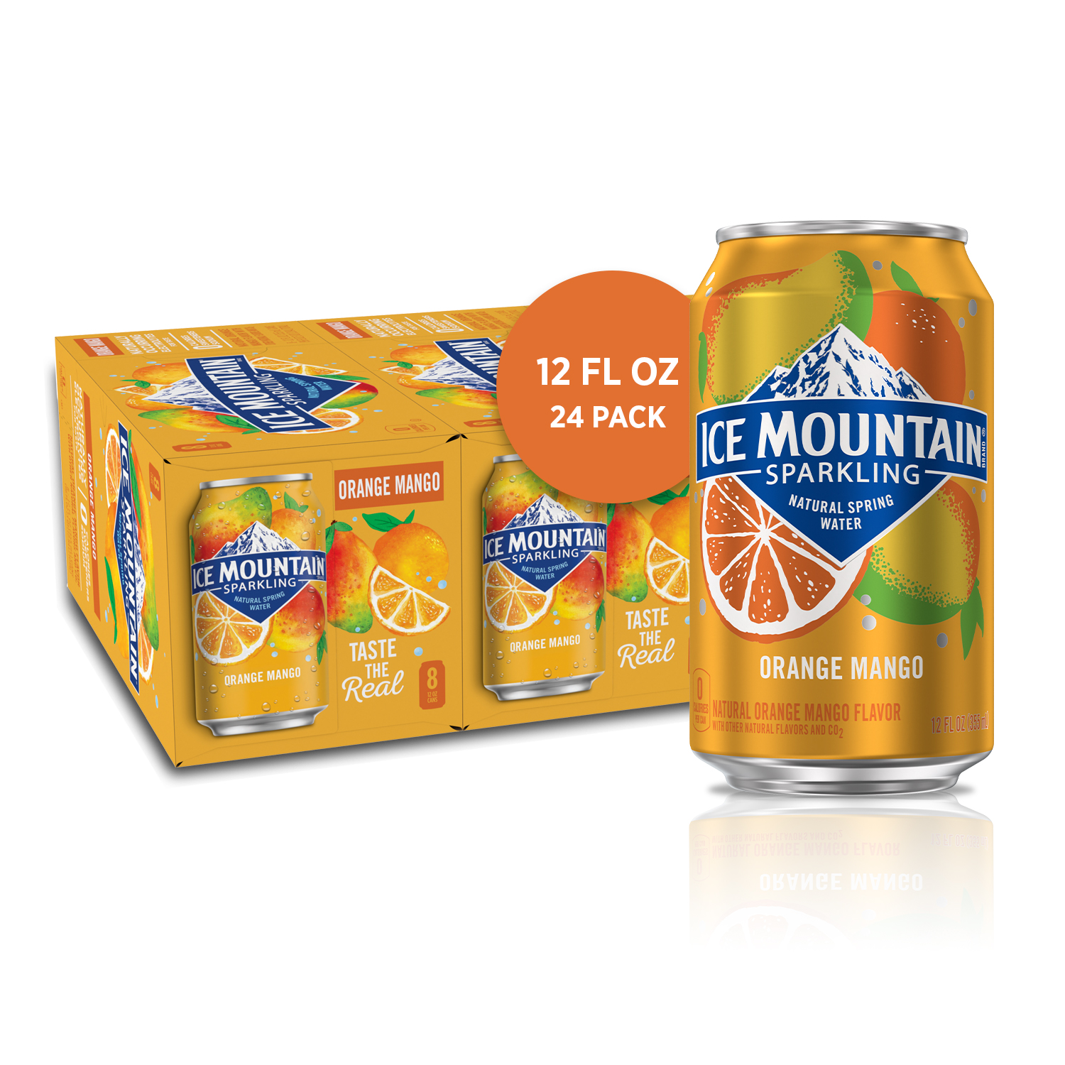 Ice Mountain Sparkling Water, Orange Mango, 12 oz. Can (24 Count