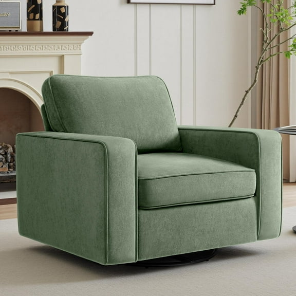 COOLHUT 360° Swivel Accent Chair Set of 1, 36.2" Wide Accent Chair Armchair, Comfy Upholstered Single Sofa Chair for Living Room and Bedroom, Green