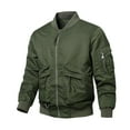 thumbnail image 2 of ohmzyzo Mens Fleece Lined Softshell Bomber Jackets Loose Fit Casual Windbreaker Spring Fall Coats Lightweight Outdoor Zip Up Outerwear with Zip Pockets Army Green XXL, 2 of 4
