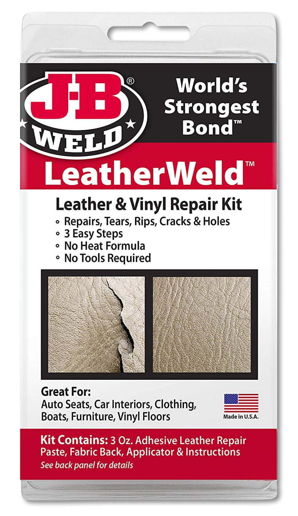 J-B Weld 2130 Vinyl and Leather Repair Kit, LEATHERWELD: For durable, long  lasting fabric repair on furniture, clothes, & more, rely on LeatherWeld