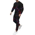 thumbnail image 2 of Wavsuf Men's Sweatsuits Set 2 piece Jogger Set for Men New Motion Shirt Sweatshirt and Sweatpants Black Size XL, 2 of 5