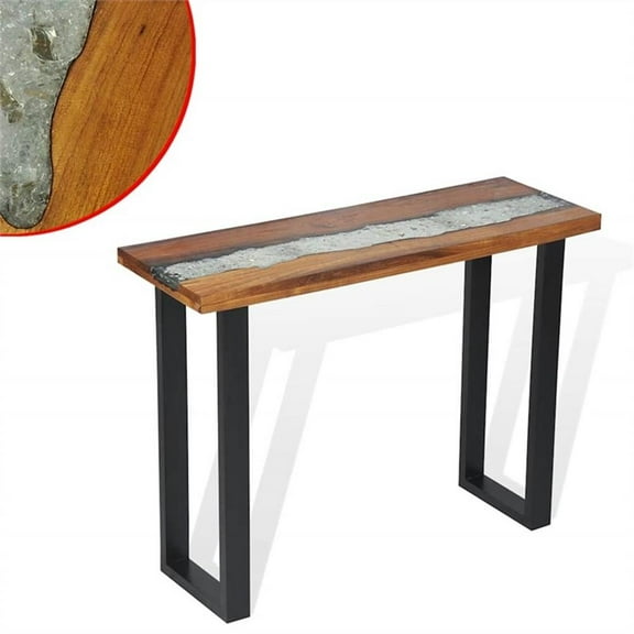Pemberly Row Contemporary 39.4"X13.8"X29.5" Teak Console Table in Brown