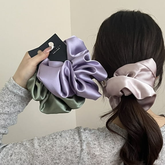 3 Pcs Extra Large Scrunchies for Women Large Satin Scrunchie Satin Oversized Silk Thick Elastic Hair Ties Jumbo Hair Scrunchies for Buns, Sleep & Ponytail