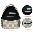 thumbnail image 4 of School Backpack Lightweight Multipocket College High Middle Student Bag 15L Beige Brown White Checkered, 4 of 9