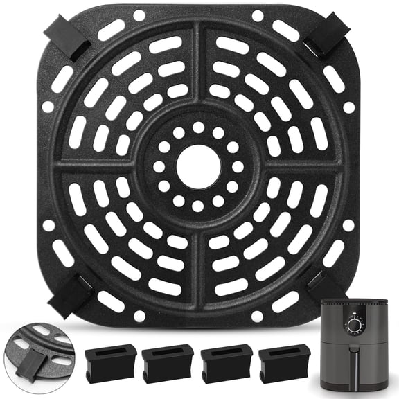 GCQAir fryer Replacement Parts for Ninja AF080 Mini Air Fryer, 5.6'' * 5.6'' Square Food Grade Non-stick Air Fryer Accessories Grill Pan Grill Plate Crisper Plate Tray Rack, Dishwasher Safe