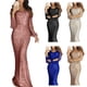 thumbnail image 1 of Farfi Talla grande Chic Mujeres con lentejuelas con lentejuelas de manga larga con cuello en V Bodycon Party Maxi vestido azul Farfi Vestido, 1 of 2