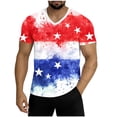 thumbnail image 2 of Thousandth Men Vintage T-Shirts Oversized Watercolor Star Print V-Neck Streetwear Casual Patriotic Tees Trendy Funny Summer Clothing for Independence Day, 2 of 6
