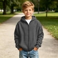 thumbnail image 6 of DJDLJWCJ Boys Zip Up Hooded Sweatshirts Waffle Knit Solid Color Hoodies for Boys Full Zipper Sweatshirt with Pocket Dark Gray Size 3T, 6 of 9