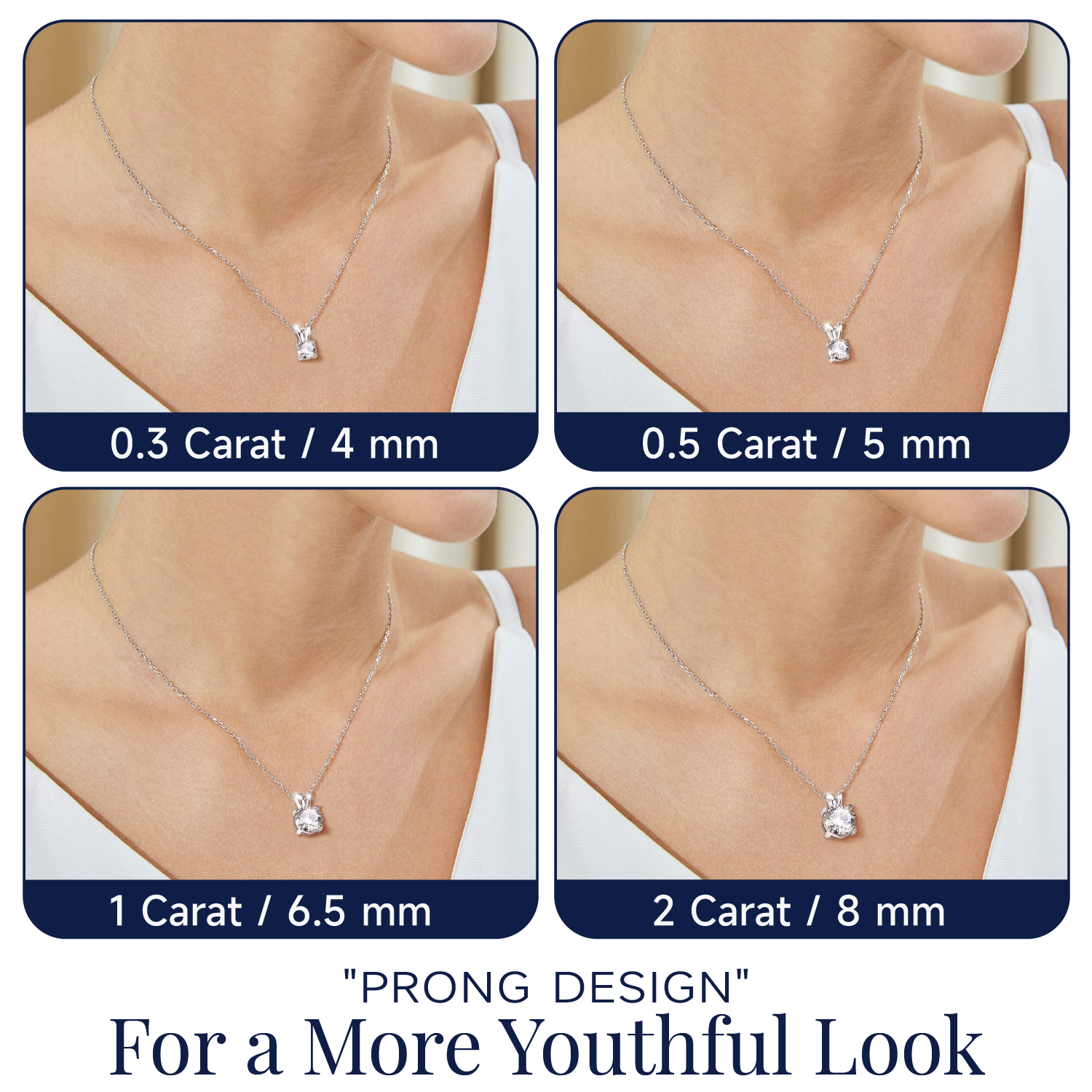 MomentWish 1 Carat Round Cut Moissanite Pendant Necklace for Women 925 Sterling Silver Christmas Anniversary Birthday Gift for Wife Mom