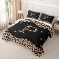 thumbnail image 3 of Meiyoeat Stylish Leopard Letter P Quilt King for Female Adults,Modern Polka Dot King Coverlet Set,Black Beige Brown, 3 of 7