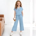 thumbnail image 2 of NAISIBABY Girls Outfit Sets 2-Piece, V-Neck Short Sleeve T-Shirt & Straight Leg Capri Pants Kids Fashion Clothes Blue Size 8, 2 of 9