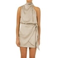 thumbnail image 1 of Mini Vestido de Mujer, Elegante Vestido de Verano de Cuello Tortuga sin Mangas y Cintura Atada para Fiesta Club Nituyy Vestido de tirantes de satén, 1 of 5