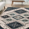 thumbnail image 5 of Geometric Medallion Indoor Rug, 7' x 9', White Navy Blue, 5 of 5