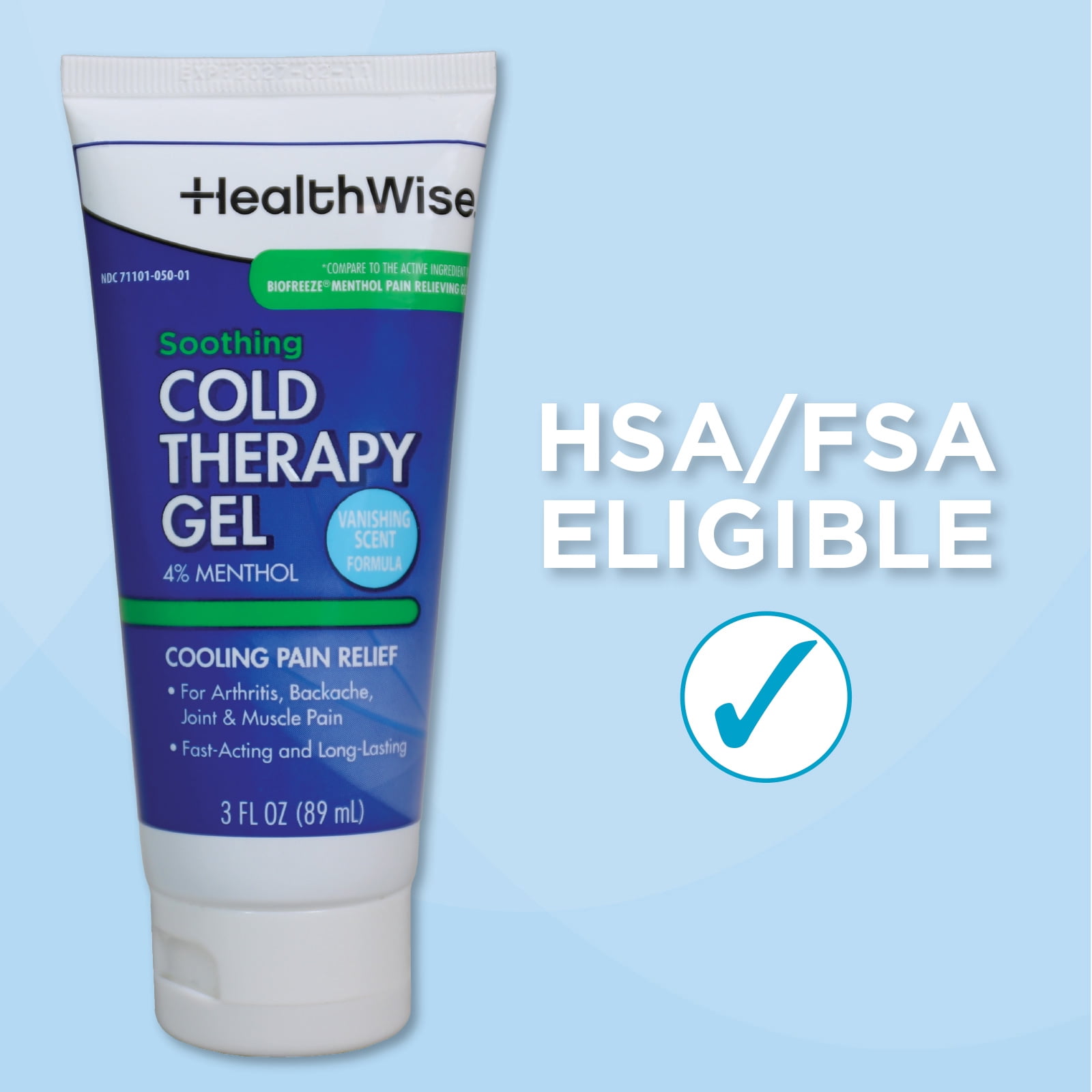 HealthWise Soothing Cold Therapy Gel | 4% Menthol | Vanishing Scent | 3.0 Oz | Arthritis Pain Relief | Topical Analgesic