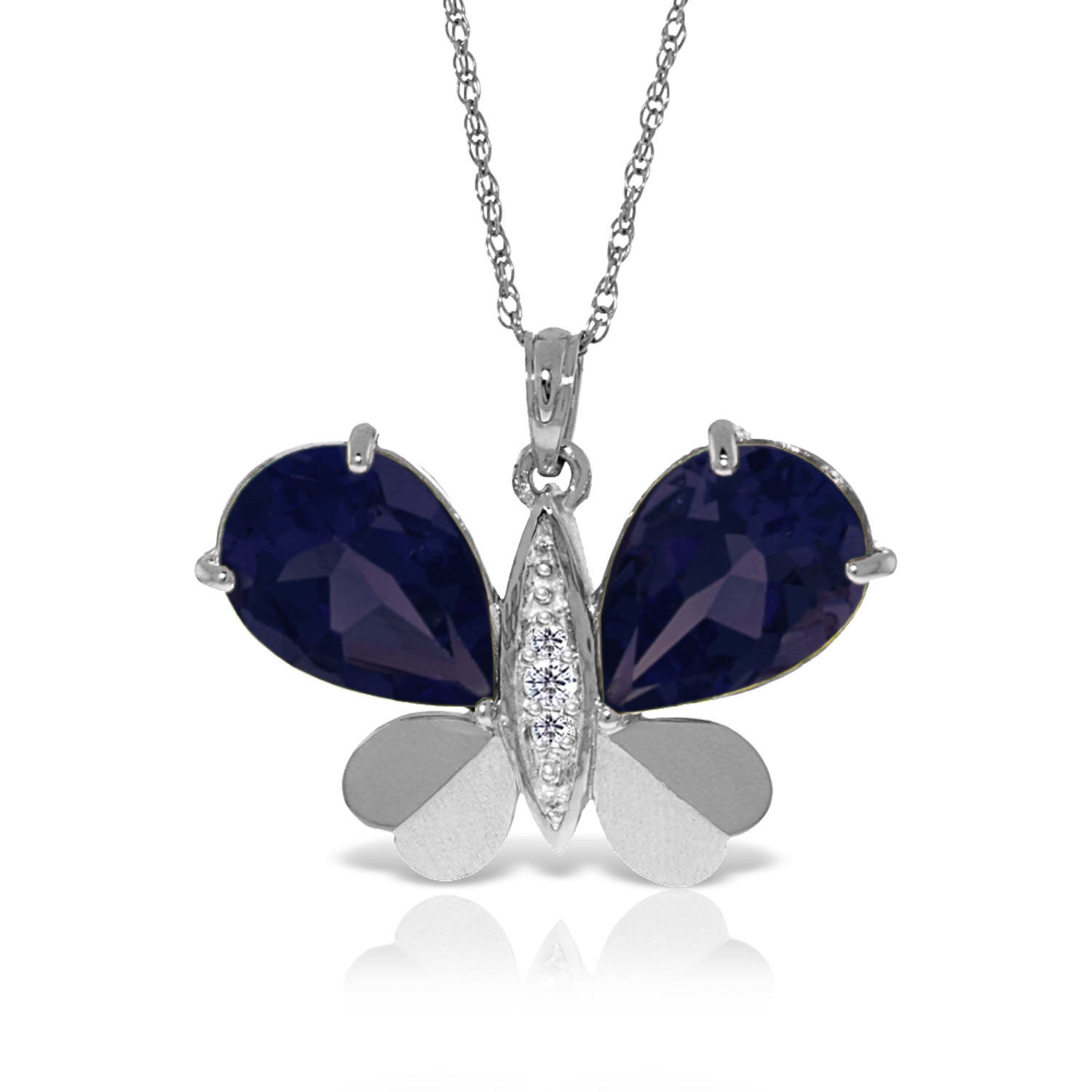 Galaxy Gold 14K Solid Gold 10.6 Carat Natural Diamond Butterfly Necklace for Women - White Gold Fine Jewelry