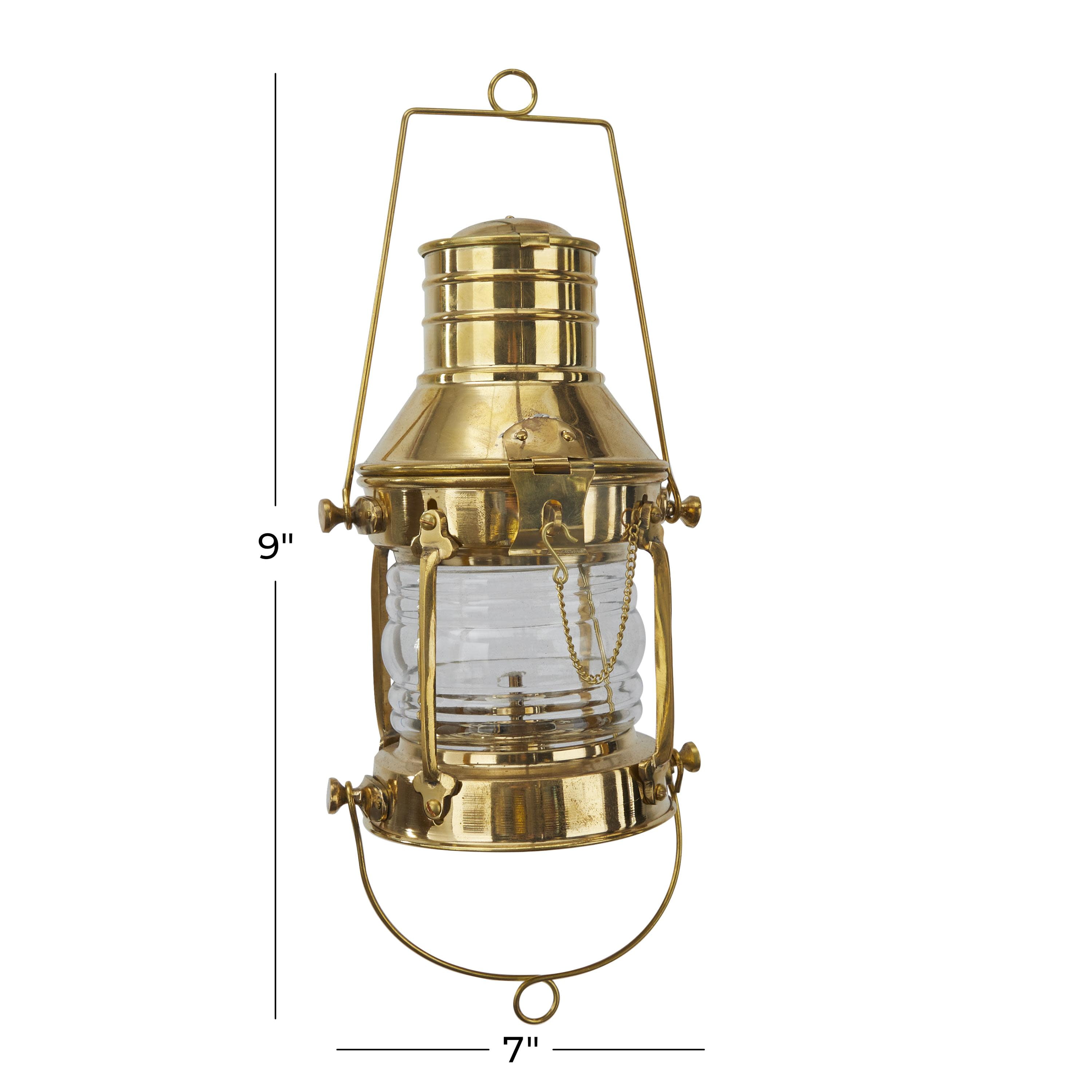 DecMode Gold Brass Metal Decorative Candle Lantern with Handle