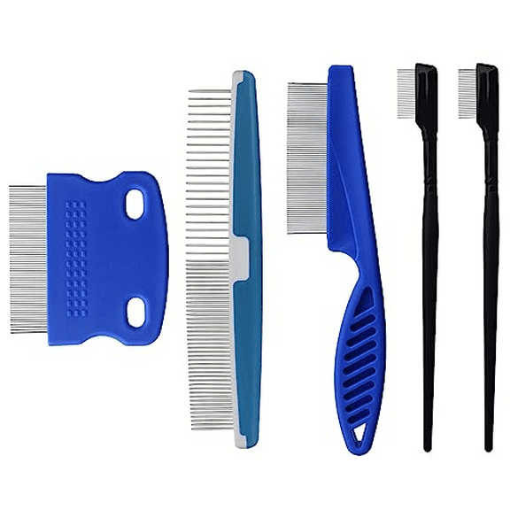 Saluqifa 5Pcs Dog Eye Tear Stain Removal Combs Pet Grooming Kit,Comb for Large,Medium and Small Pets,Used to Gentle Remove Knots Crust Mucus floating hair Tangle Dandruff and Fleas Lice (Pink)