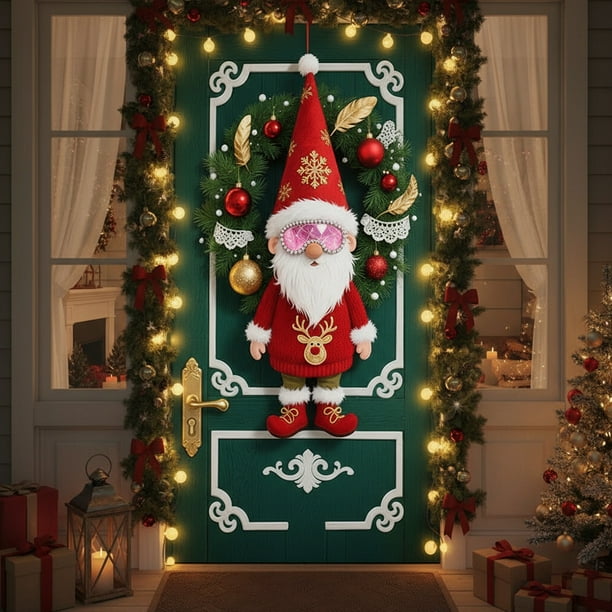Uuiauoio Christmas Door Cover Festive Design Door Curtain, Holiday Party Decoration for Entryway and Wall Display, Seasonal Welcome Decor for Home and Gathering,Holiday Party Supplies