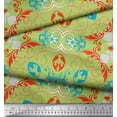 thumbnail image 3 of Soimoi Green polyester Crepe Fabric Moroccan Damask Print Fabric by Yard 52 Inch Wide, 3 of 3