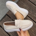 thumbnail image 2 of KEGIRLOM Women's Fashion Casual Spring Style Solid Color Shallow Mouth Outdoor Wear All-Match One-Foot Loafers Flat Bottom Round Toe Shoes Beige 7, 2 of 9