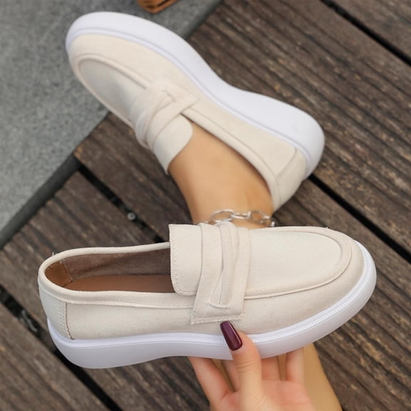 Juslio Womens Shoes Breathable Comfortable Loafers Lightweight Casual Suede Slip on Round Toe Flat Shoes