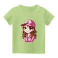 thumbnail image 7 of Fesfesfes Children Casual Versatile Tops for Outdoor Breathable T-shirt with Short Sleeve for Boys Girls School Season Round Neck Short Sleeve Tees(Green#04A,11 Years), 7 of 7