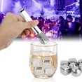 thumbnail image 3 of Rocas de enfriamiento de whisky de cubitos de hielo de acero inoxidable de calidad alimentaria con funda de silicona con pinzas, 3 of 8