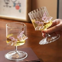 Fufafayo under $5 2Pcs Butterfly Wine Glasses, Luxurious Butterfly Stemmed Glasses, Elegant Wine Glasses, Environmental Glass Tumblers, for Valentine's Day, Romantic Dinner, Party, Celebration