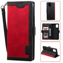 Dteck Retro Wallet Case For Samsung Galaxy A51 4G (6.5 inches),Magnetic Leather Cards Holder Case With Strap Kickstand Shockproof Rubber Hybrid Cover,Red