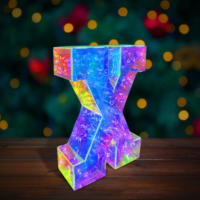 QIPOPIQ Marquee Letter Lights, Led Marquee Sign Light Up Letters Led Letters Lights 26 Alphabet, Prismatic Iridescent Letters Led Lights Plastic Letters Sign For Home Party Christmas Decor