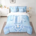 thumbnail image 2 of Manfei Kawaii Bowknot Alphabet L 7-Piece Twin Bedding Sets for Female Women Teens,Bling Glitter Splash Bedding Comforter Set,Flying Butterfly Breathable Sheet Sets,Dreamy Princess Room Decor, 2 of 8