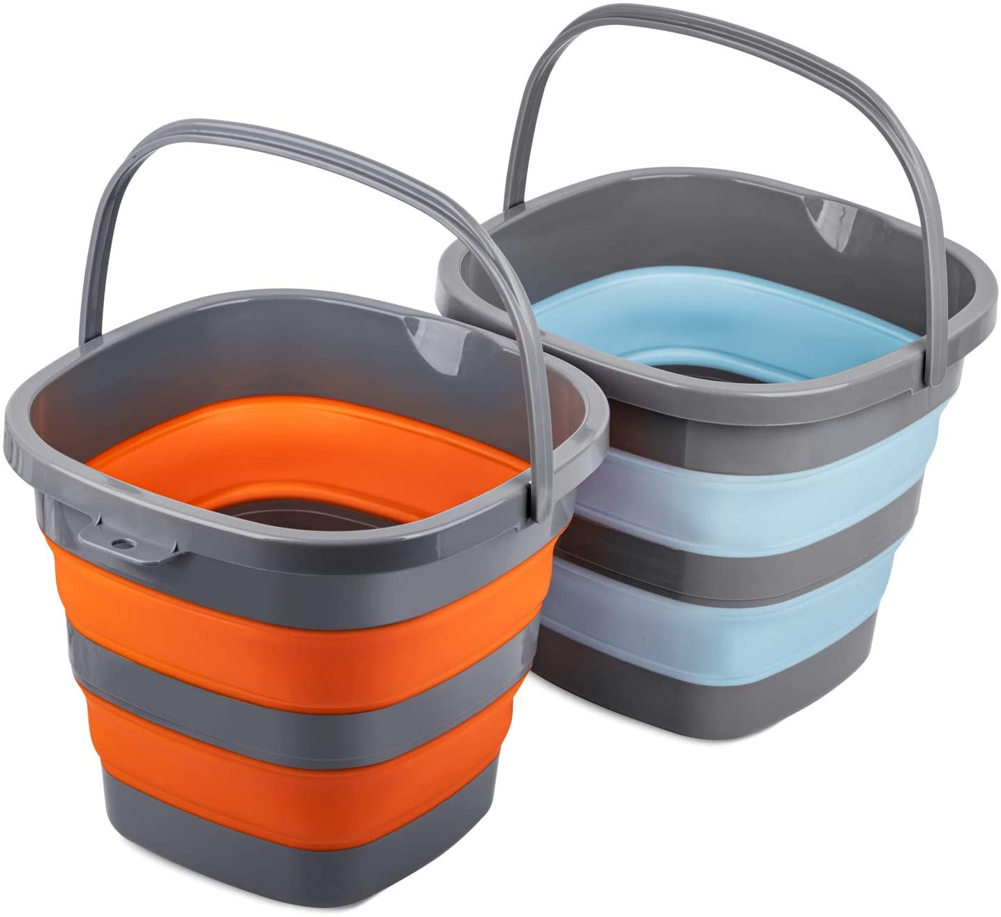2 Pack Collapsible Plastic Bucket with 2.6 Gallon (10L) Each, Foldable