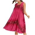 thumbnail image 1 of Robe d'Été Grande Taille pour Femmes, Mode Estivale Décontractée, Col Rond, Sans Manches, Robe Midi à Fleurs, Robe de Plage Ample, 1 of 9