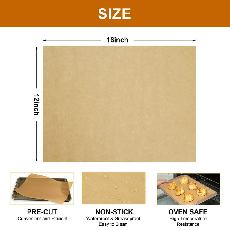 12X16 Inch Parchment Paper Sheets Pre Cut Unbleached Baking Paper Heavy  Duty 