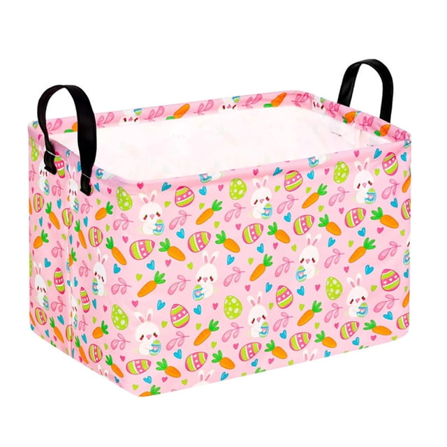 Fareti Rectangular Easter Basket, Storage Bin Organizer with Handles for Easter Decor, Shelf Basket, Easter Baskets