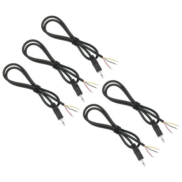 Uxcell 5 Pcs 3.5mm Male Jack to Bare Wire Open End Replacement 26AWG TRS 2 Pole Stereo 1/7" Mono Audio Cable Plug Jack Plug 41mm for Earphone Headphone Cable Repair, 0.5m/19.7 inches